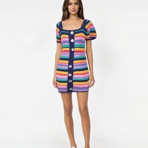 Farm Rio Anthropologie Dress XS Sweater Knit Mini Bohemian Southwestern Boho